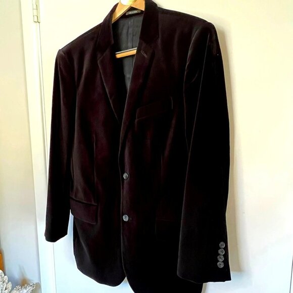 MEN’S EXPRESS BLACK VELVET 2 BUTTON BLAZER JACKET SIZE 40R - Picture 8 of 14